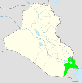 موقع محافظة البصرة في العراق