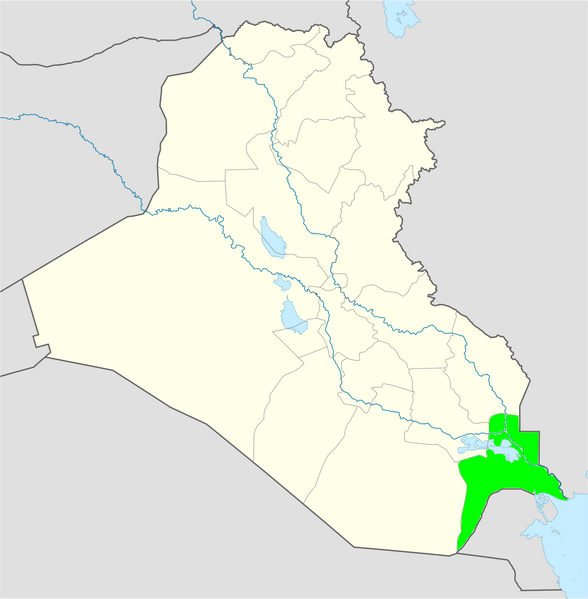 ملف:خريطة موقع محافظة البصرة.webp